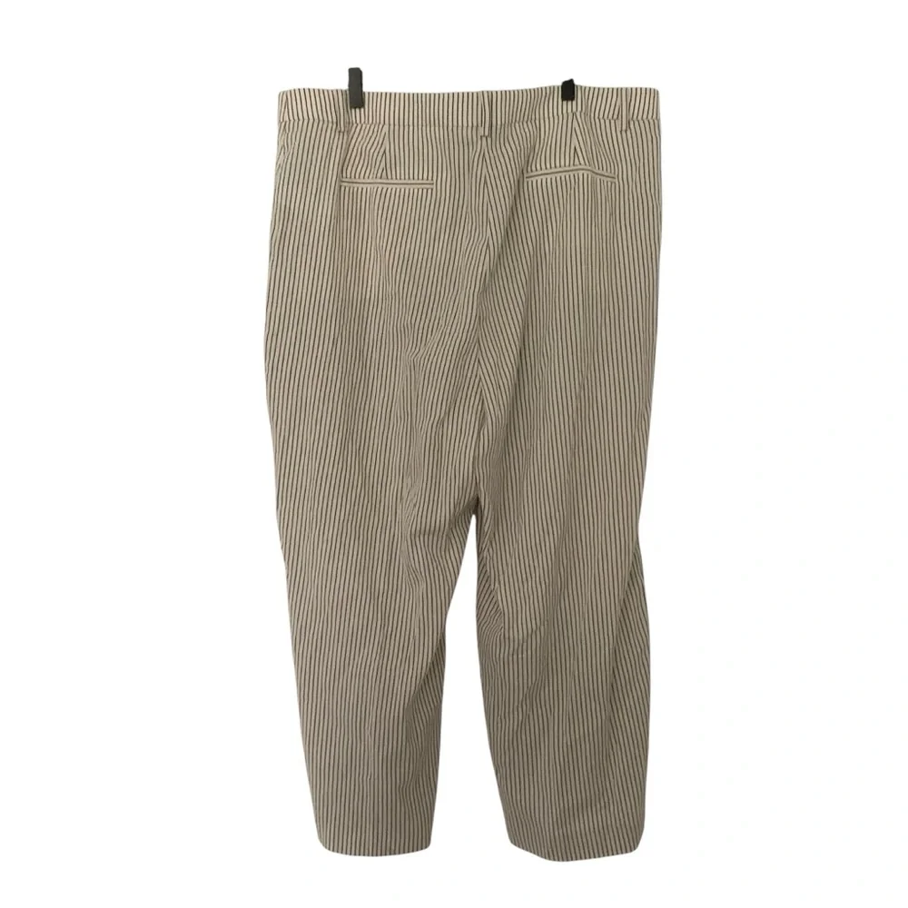 J. Crew Collection Cream Striped Women’s 18 Italian Seersucker Fabric Pants